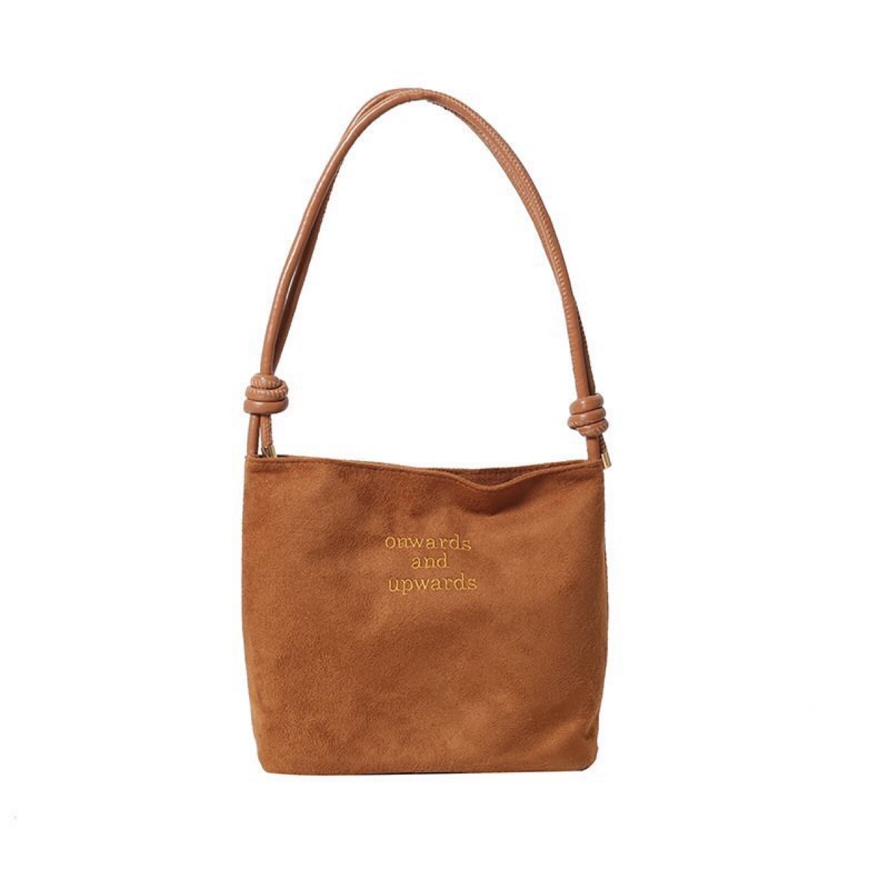 原创轻奢精致鹿皮绒水桶包包女韩版秋冬复古百搭字母单肩包斜挎包