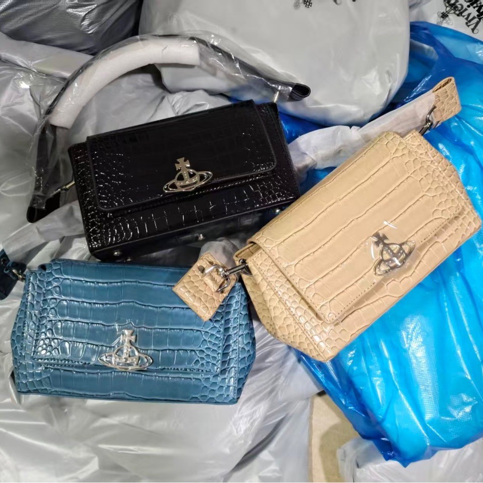 【柜级品质】西太后新款鳄鱼纹腋下包压纹牛皮斜跨通勤链条单肩包