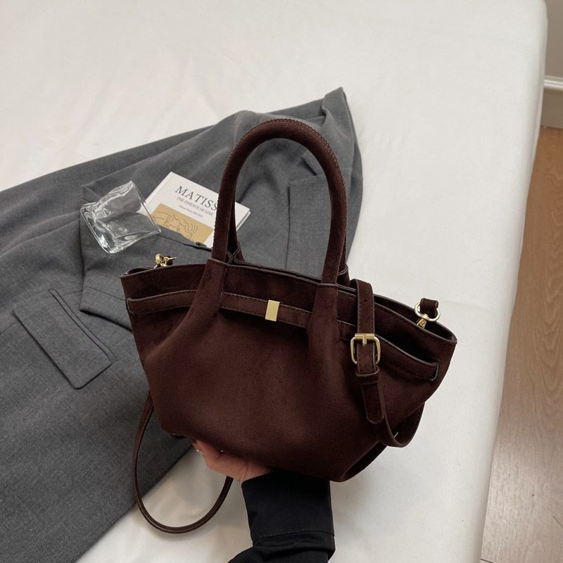 感麂皮绒手拎包复古包包女式2026年冬流行单肩包托特包斜挎包代发